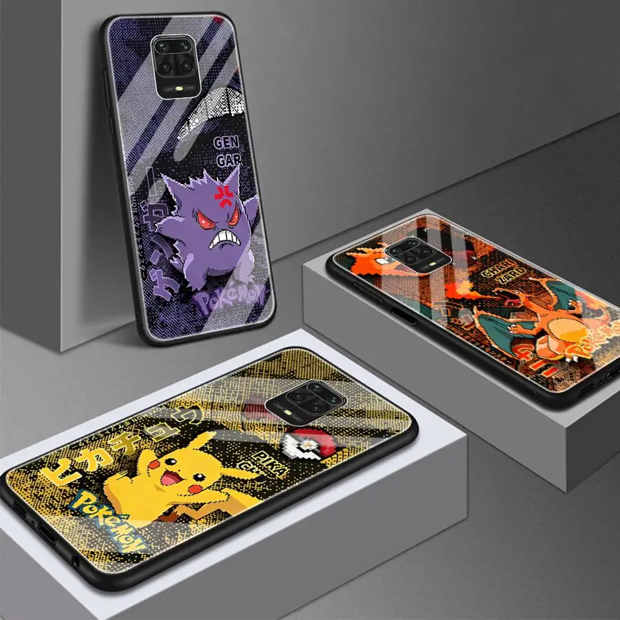 

Luxury Phone Cover Glass Case for Xiaomi Redmi Note 14 Pro 10 12 A2 Plus A5 10S 12S 13 A1 11 Cool Anime Pokemon