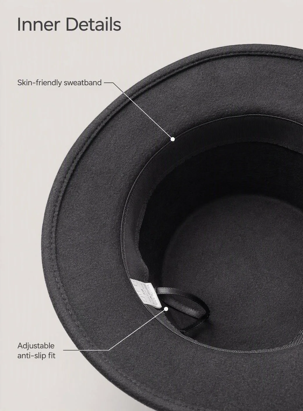 Black Felt Flat Top Wide Brim Fedora Hat, Hard Silhouette Vintage Style