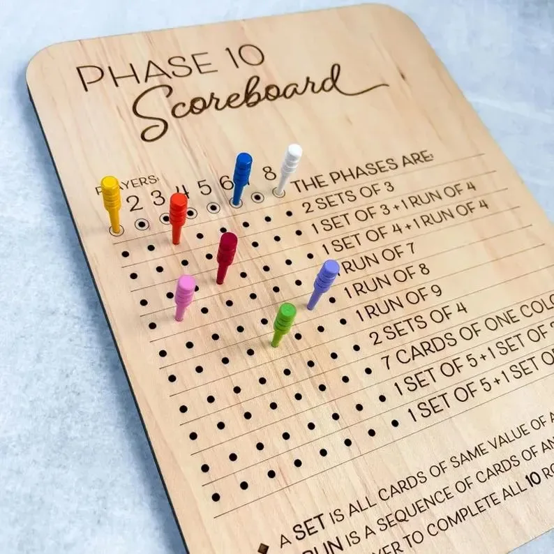 Phase 10 Score Board - Phase Ten Scorecard And Round Tracker Phase 10 Dice Cards Game Score Sheets Classic Board Card Games