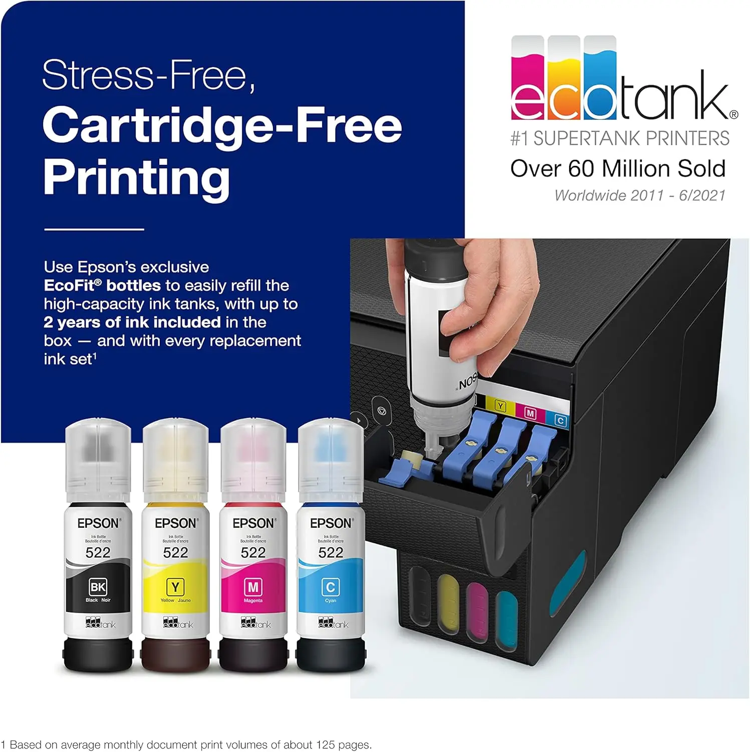 NEW EcoTank ET-2800 Wireless Color All-in-One Cartridge-Free Supertank Printer with Scan and Copy, The Ideal Basic Home Printer