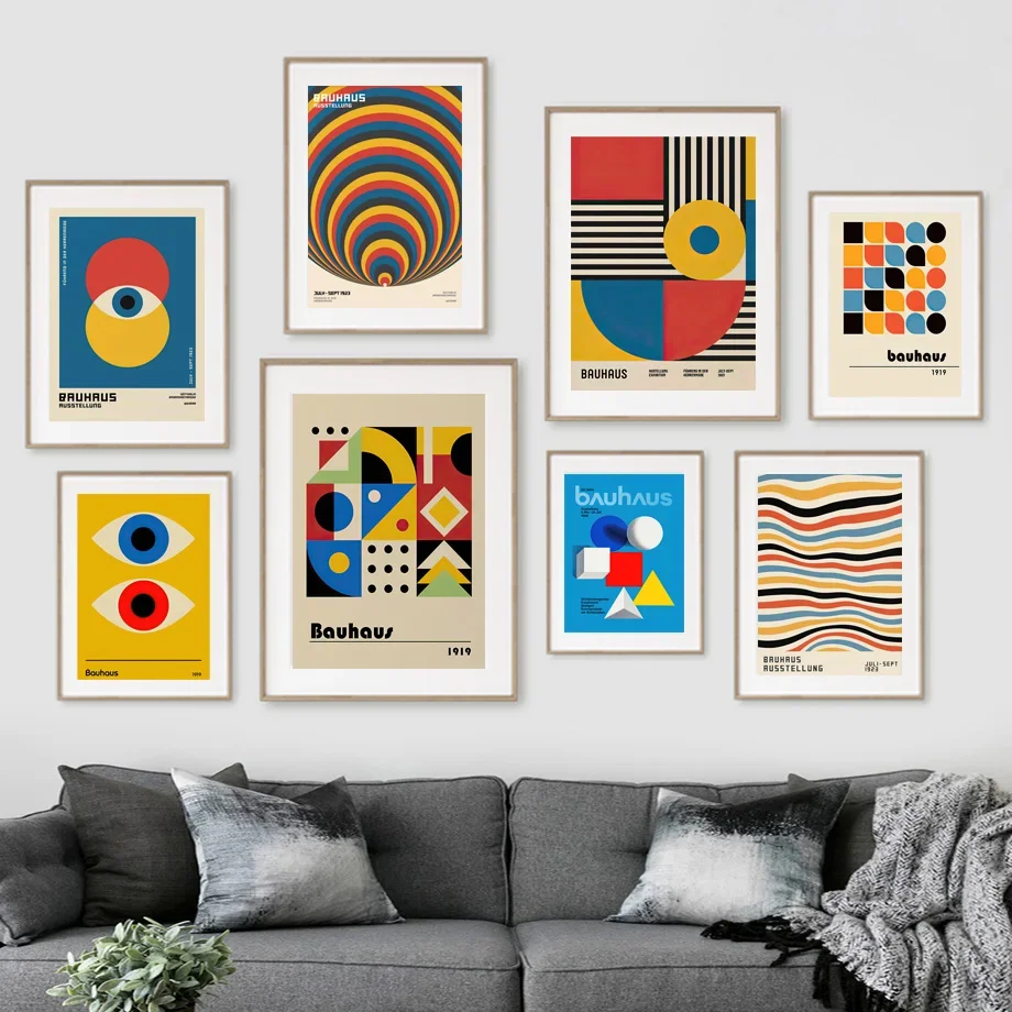 

Abstract Bauhaus ​Geometric Lines Retro Nordic Modern Wall Art Canvas Painting Posters And Prints Pictures For Living Room Decor