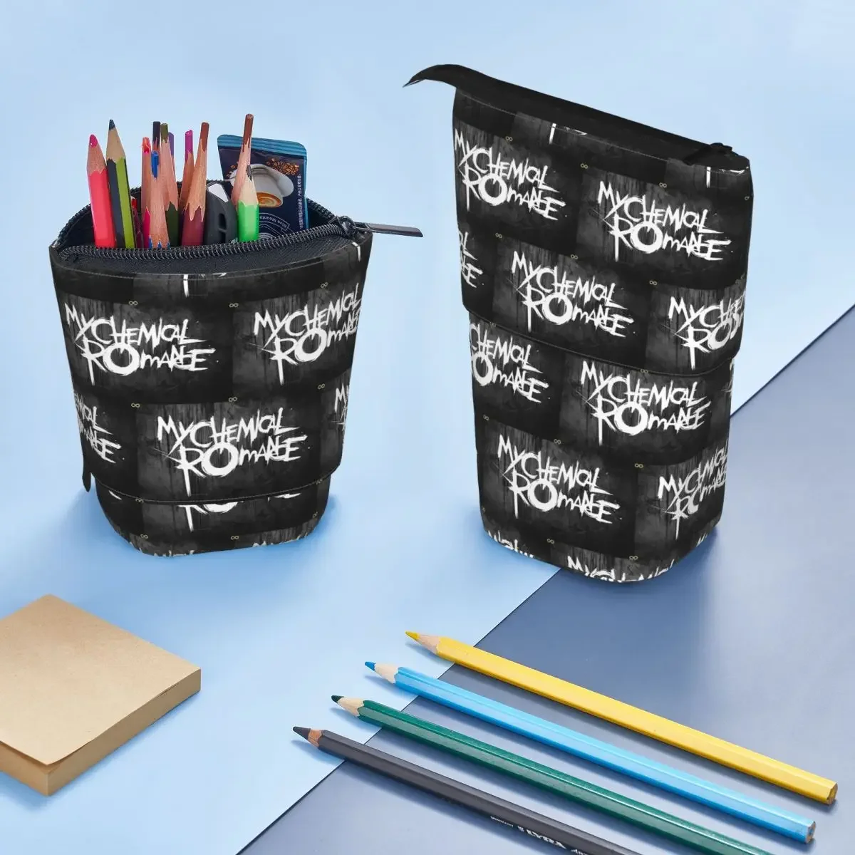 Mcr Band Punk Rock My Chemical Romance Reversible Pencil Case for Students School Pen Box Pencil Bag Stationery Supplies