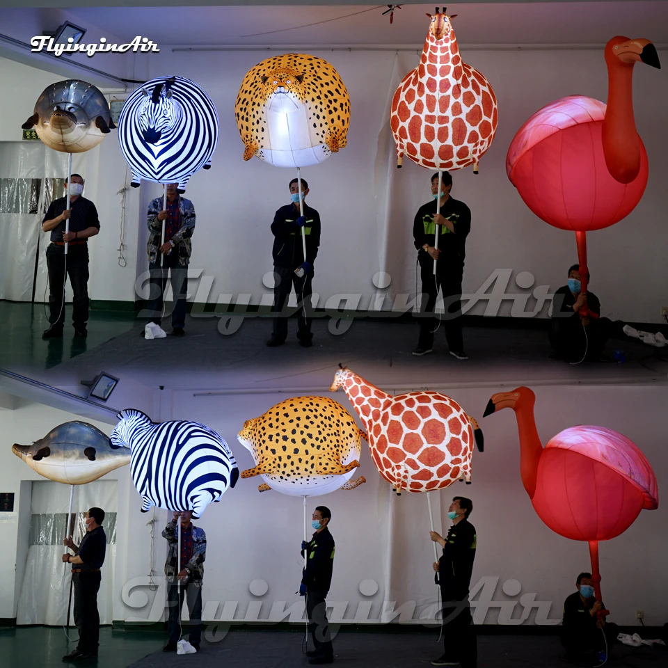 2m/3m Holding Parade Animal Balloon Wallking Inflatable Giraffe, Leopard, Zebra, Flamingo, Crocodile Puppet