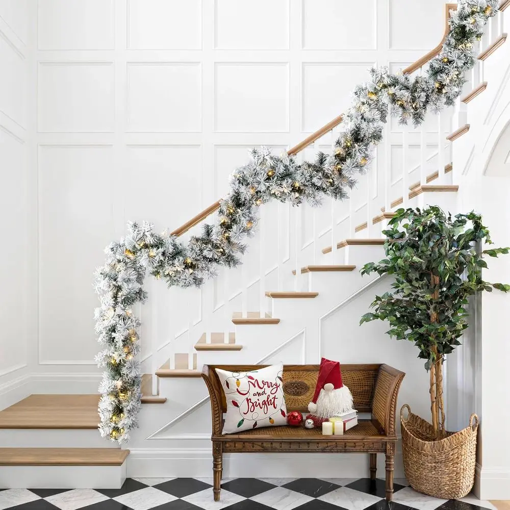 

6-канальные гирлянды Chrisas, предварительно освещенная заблокированная зелень, художественная сосновая гирлянда с теплой белой/многоцветной светодиодной подсветкой и таймером или манжетой,