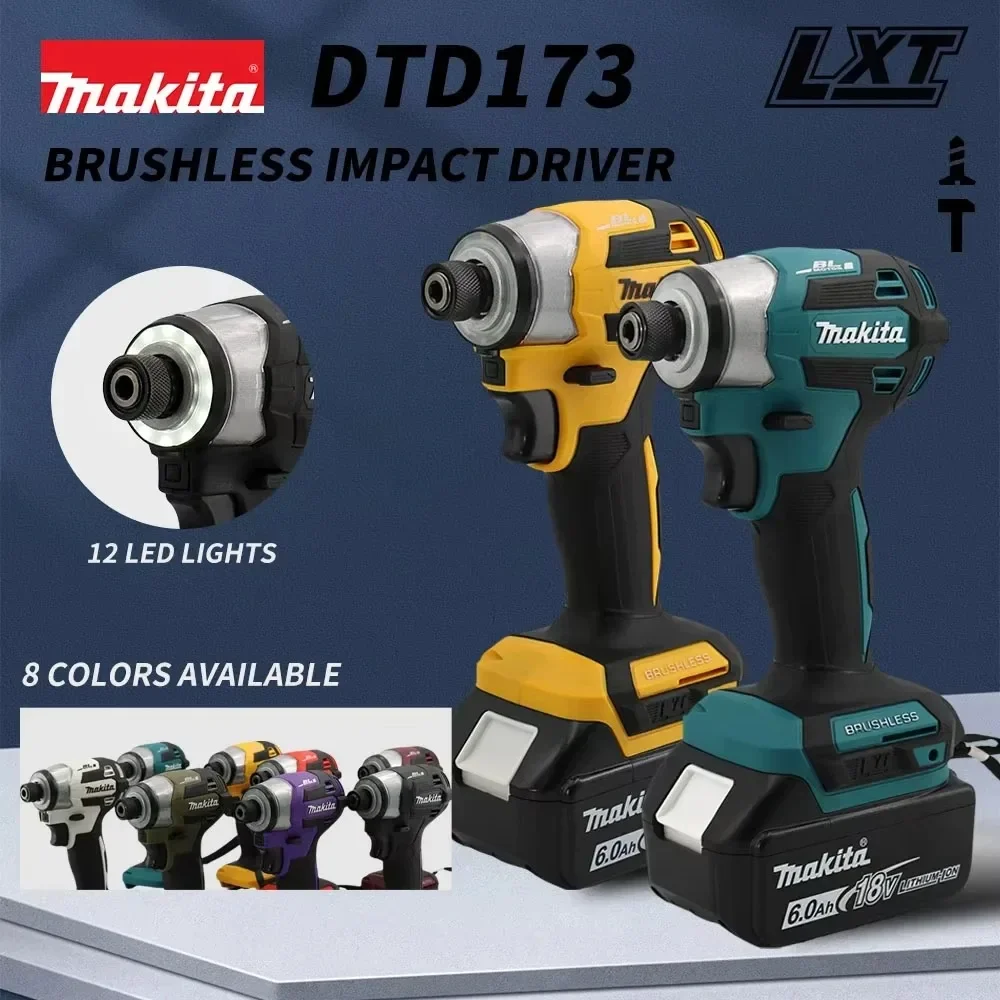 

Makita DTD173 18 В 180 Нм Аккумуляторная бесщеточная ударная отвертка со светодиодной подсветкой Многофункциональная электрическая отвертка для домашнего использования