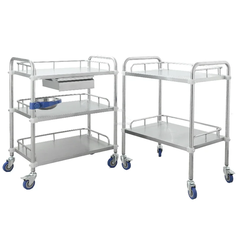 Modern Stainless Steel Salon Trolleys Beauty Salon Medical Tool Trolley Creative Salon Furniture Hospital Mobile Storage Trolley