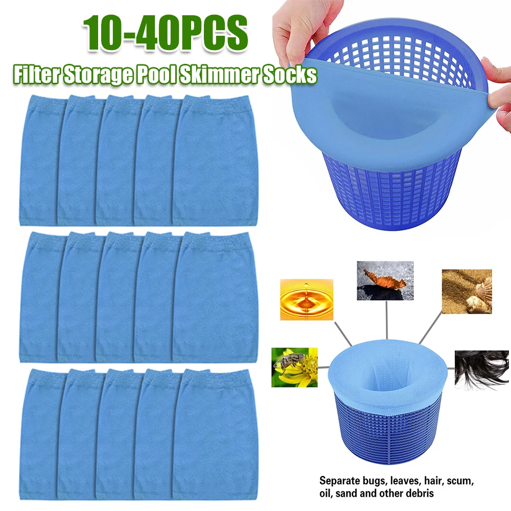 10-40PCS Skimmer Basket Sock Nylon Mesh Screen Net Elastic Swimming Pool Filter Socks To Protect Inground Or Above Ground Pool