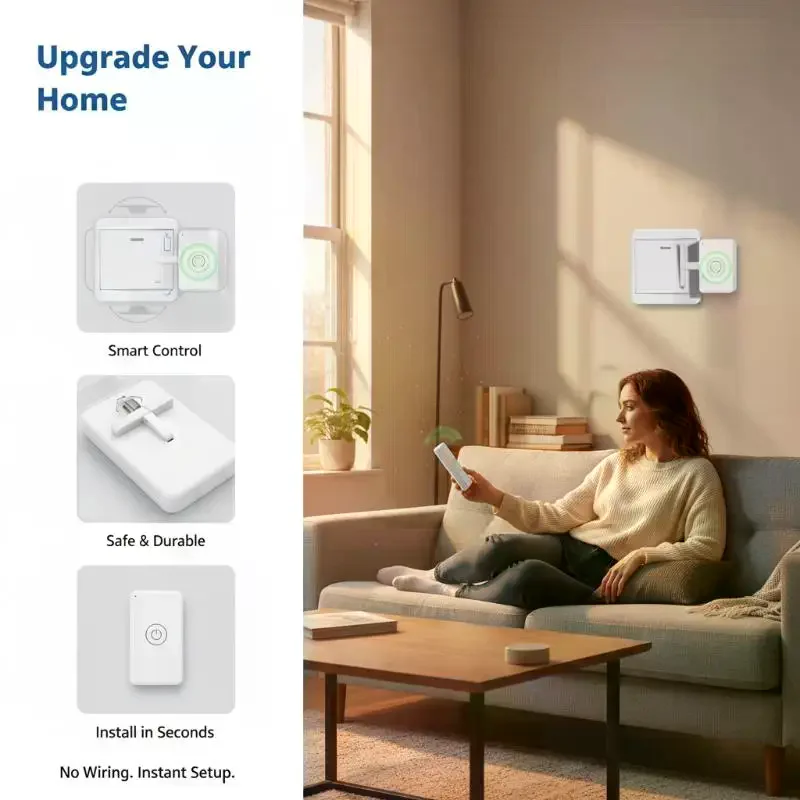 Wireless Remote Control Light Switch Pusher With Wall Penetrating Signal No Wiring Required Perfect For Home Bedroom Living Roo