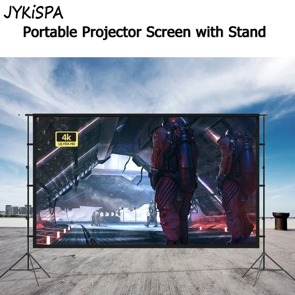 Home Theater Projector Screen 16:9 with Stand Projection Screen with Carry Bag for Outdoor 4k Movie Viewing Christmas gift