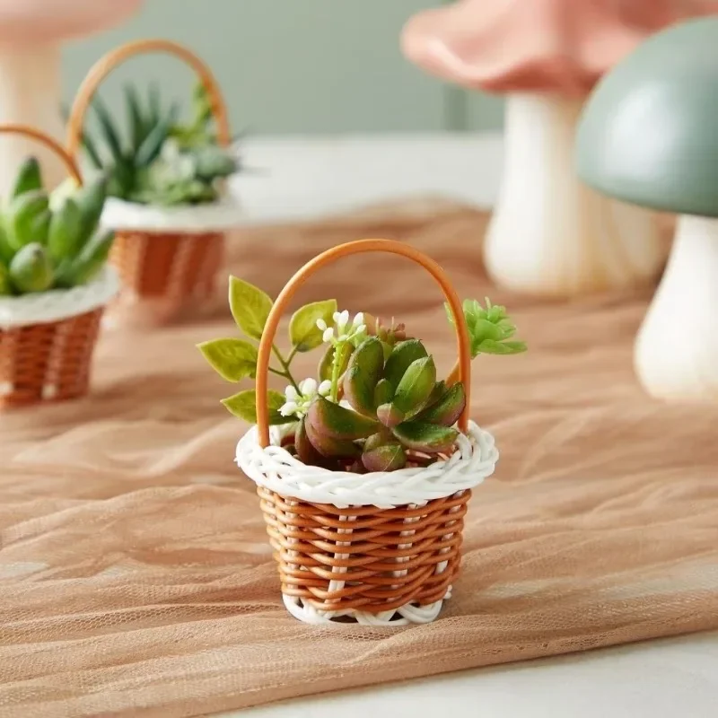 Cesta de flores tejida a mano para boda, cesta floral de plástico elegante tejida a mano para exhibición de flores, frutas y galletas, decoración del hogar, 10/12 Uds.