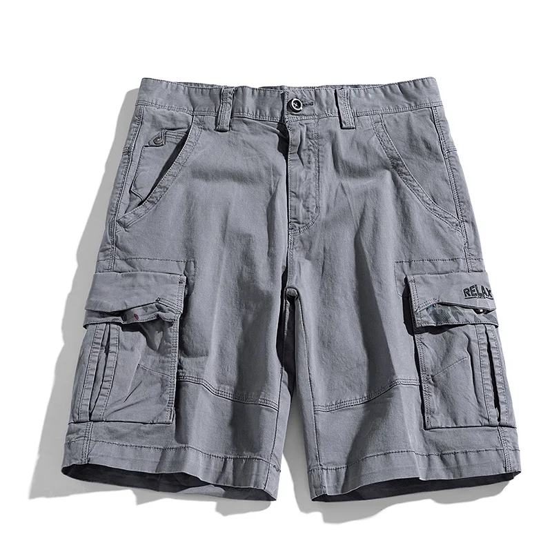 2023 Summer Men Cargo Solid Multi Pocket Shorts Men Casual Cotton Beach Shorts Mens Spring Pants Jogger Shorts Male Dropshipping