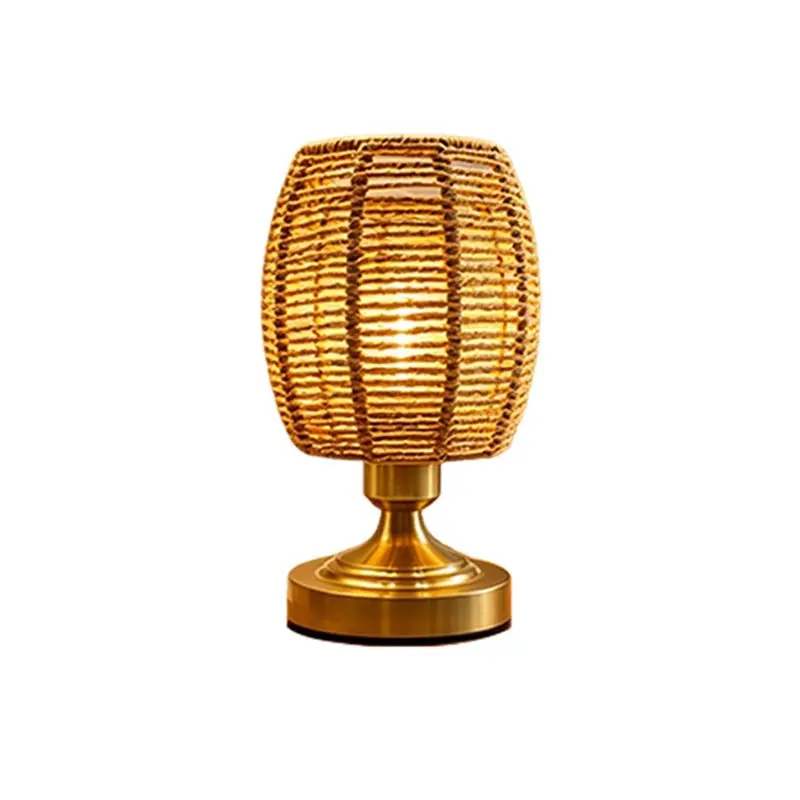 

AAAF USB Rechargeable Cordless Paper Rope Lampshade Table Lamps Stepless Lamps For Patio Living Room Bedroom