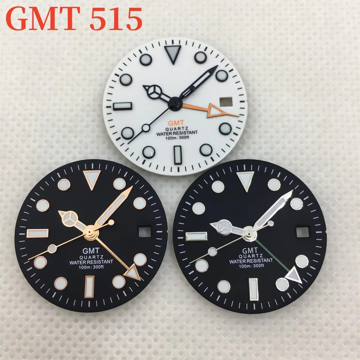 BLIGER 29 มม.ควอตซ์ GMT dial สีขาวสีดํา dial เหมาะกับ RONDA 515 การเคลื่อนไหวควอตซ์อะไหล่นาฬิกา