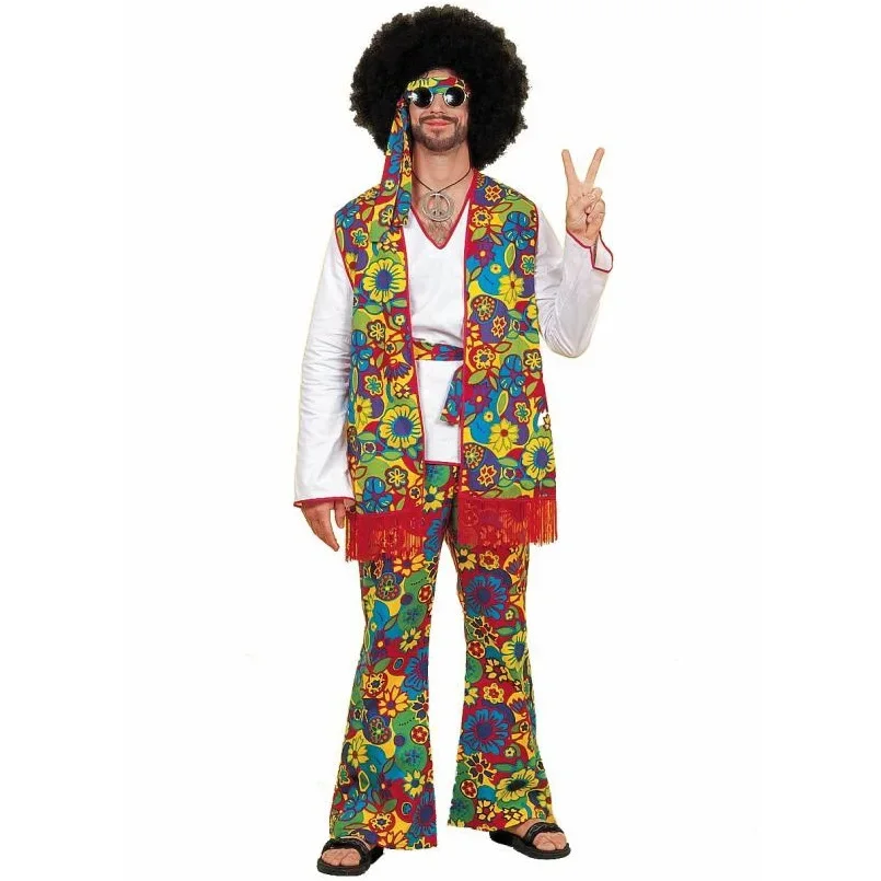 

Adult 70s Peace Love Hippie Cosplay Costume Halloween Party Carnival Retro Rock Disco Costume