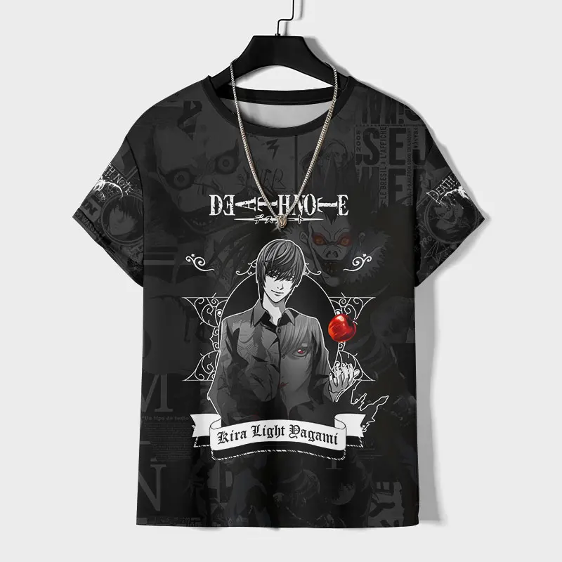 Camiseta de Manga corta con estampado 3D para hombre, camisa informal de moda, camisetas geniales, ropa transpirable de cuello redondo, Death Note,