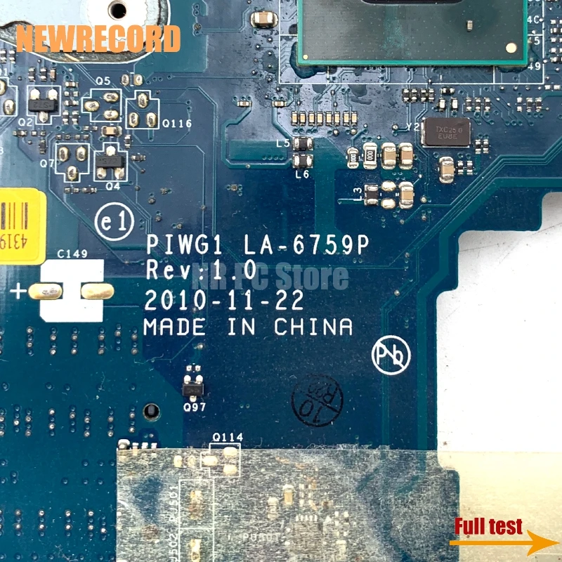 NEWRECORD PIWG1 LA-6759P For Lenovo G470 Laptop Motherboard HM65 DDR3 GMA HD 3000 Without GPU Main Board Full Test