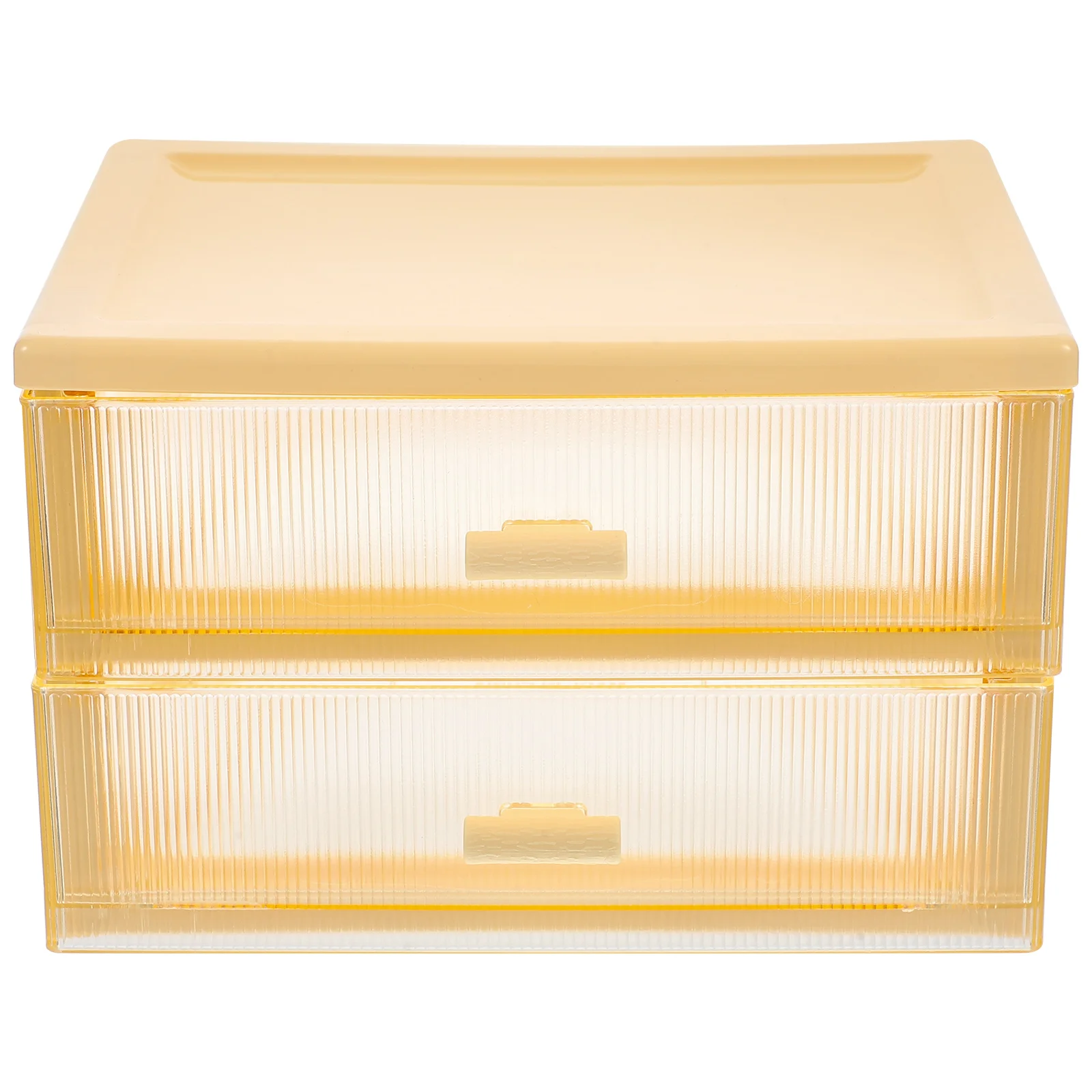 

Yellow 2 Layers Drawer Storage Box Desktop ganizer Plastic Containers Small Desk Bins For Office School Stationery Documents