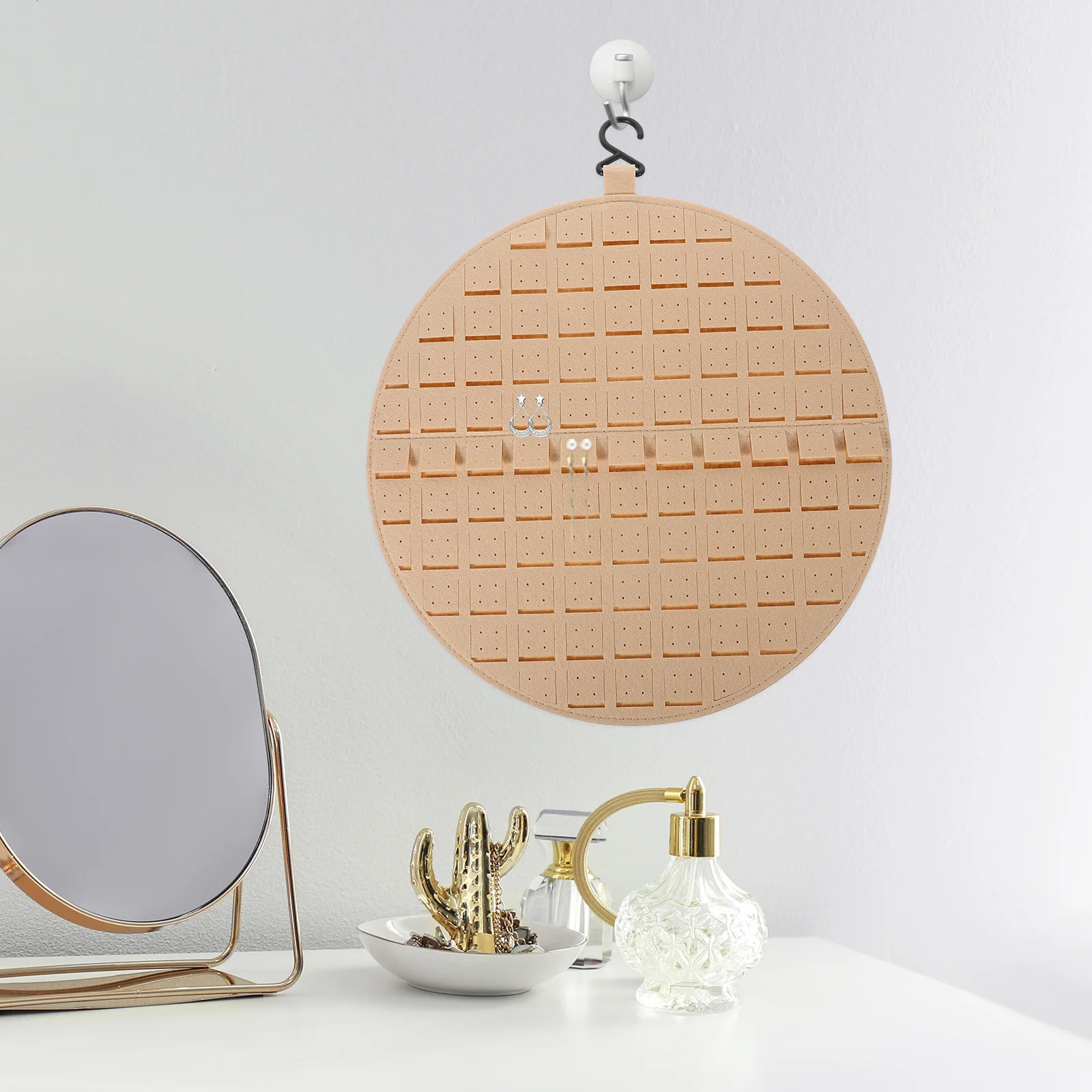 

Wall Hanging Hairpin Organizer Storage Bag Clips Holder Felt Material Compact Portable Simple Hanger Rope for Hair