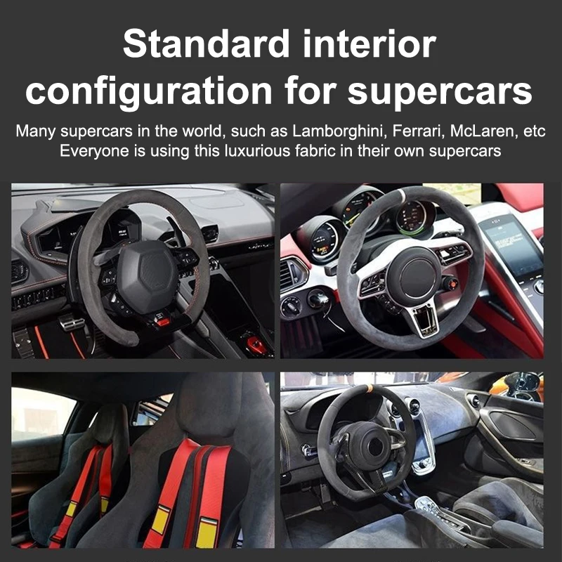 Steering Wheel Protector Universal Cowhide Suede Steering Wheel Cover Wrap 37-38cm Breathable Steering Covers
