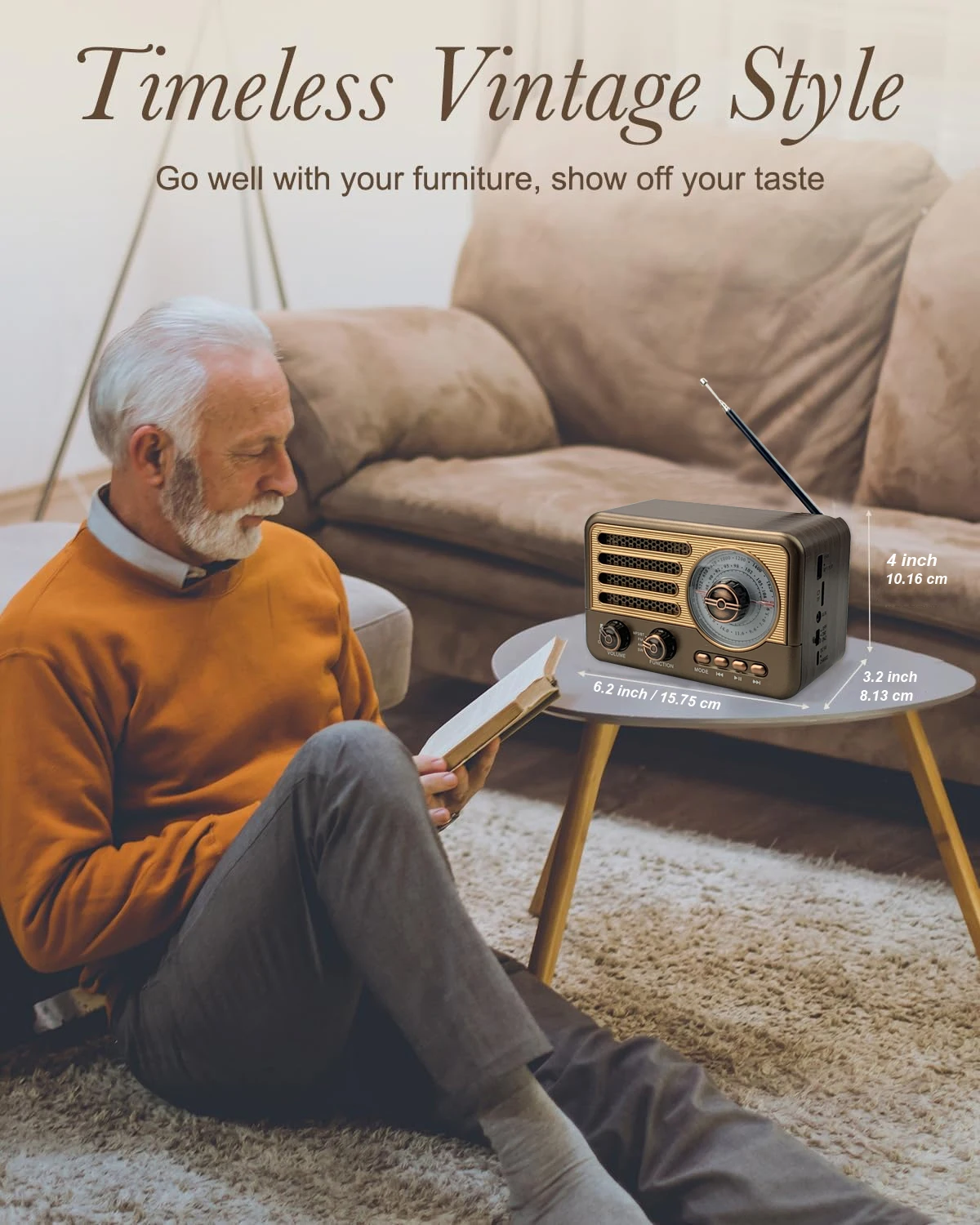 ﻿   ريترو خمر راديو مكبر صوت بخاصية البلوتوث قابل للنقل كامل النطاق راديو AM FM SW الترانزستور ث/LED Fladhlight دعم AUX TF بطاقة USB