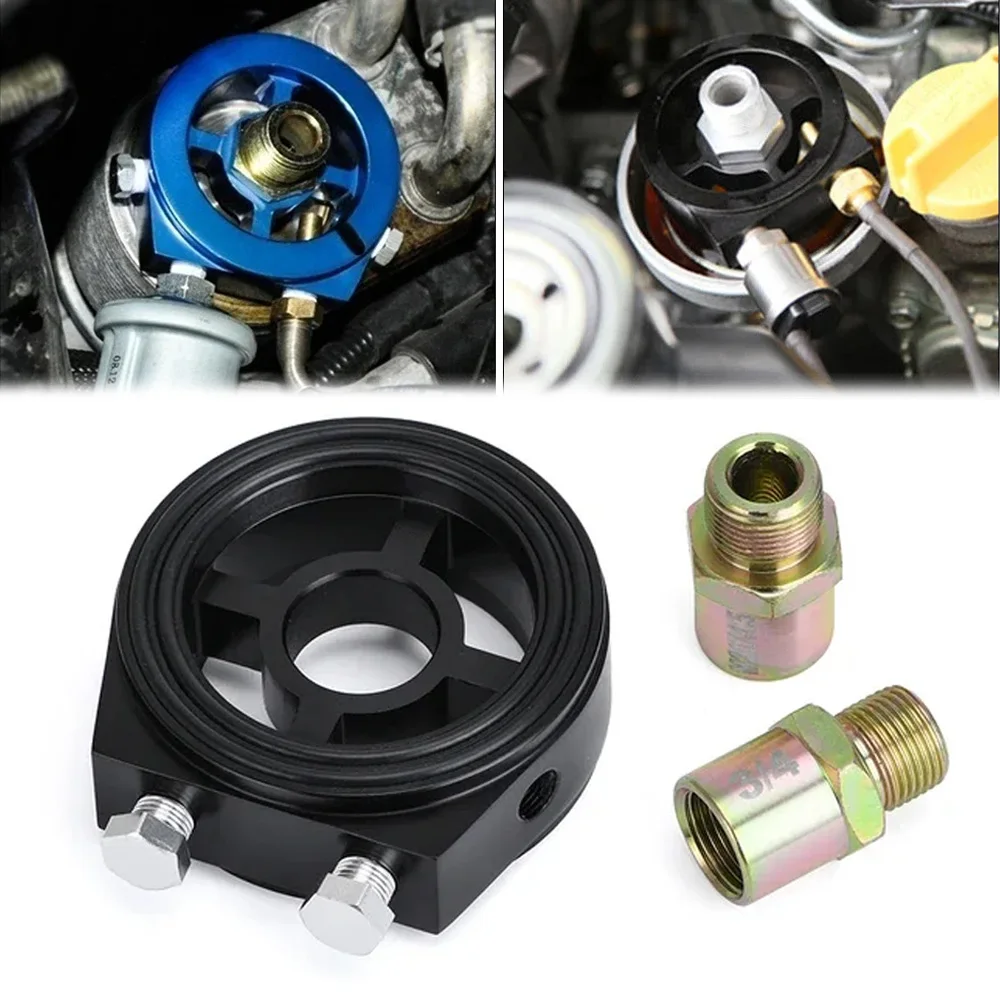 Universal Car Oil Filter Cooler Sandwich Plate Adapter 1/8 NPT Oil Press Temp Sensor Adapter With Connectors M20*1.5 3/4 NPT