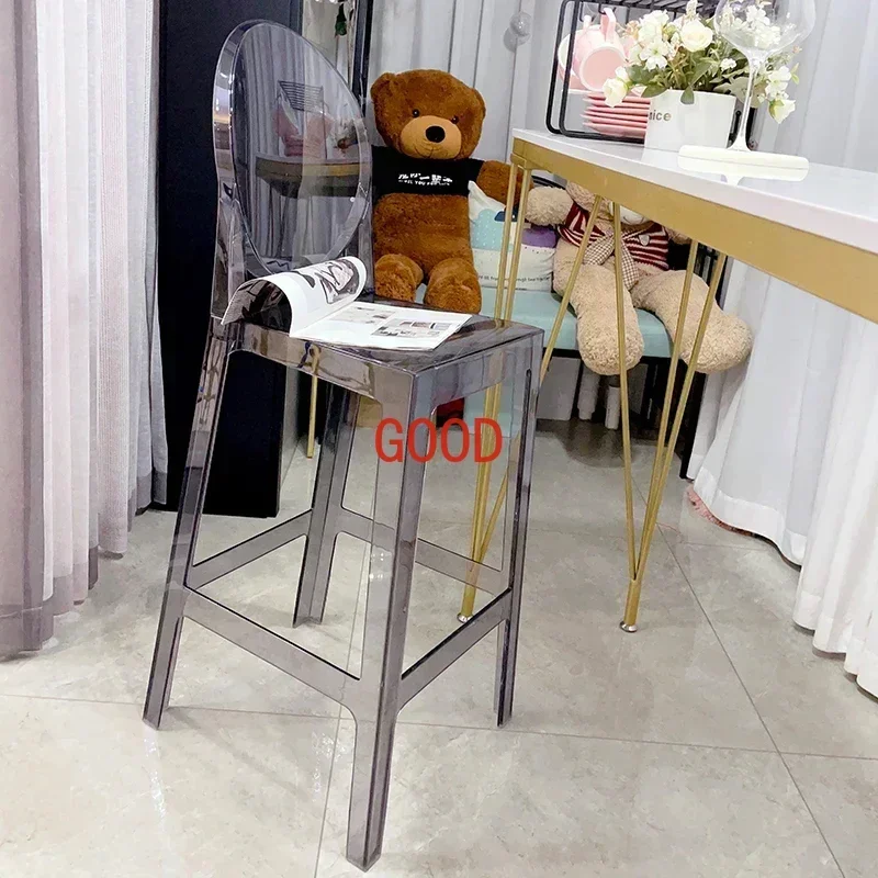 Simple Acrylic High Bar Chair Nordic Furniture Modern Transparent Bar Stool Creative Cafe Front Desk Bar Stools Home Back Chair