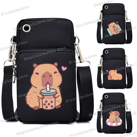 Capybara Bobo Tea Print Borsa a tracolla da donna Appesa al collo Portamonete Borsa Cartoon Fashion Borsa per cellulare Piccola borsa a tracolla