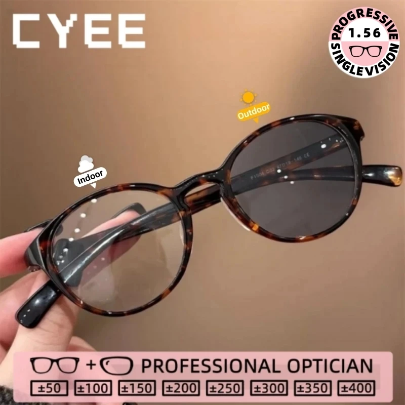 

CYEE TR90 круглые фотохромные очки для чтения женские высококачественные очки с защитой от синего света на заказ оптические очки по рецепту