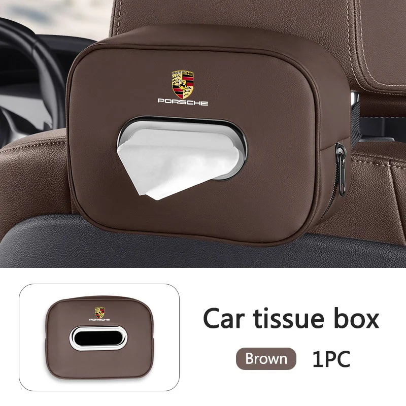 New Car Interior Tissue Storage Bag Accessories Toilet Paper Organizer For Porsche Panamera Taycan 911 718 Macan Cayenne Boxster