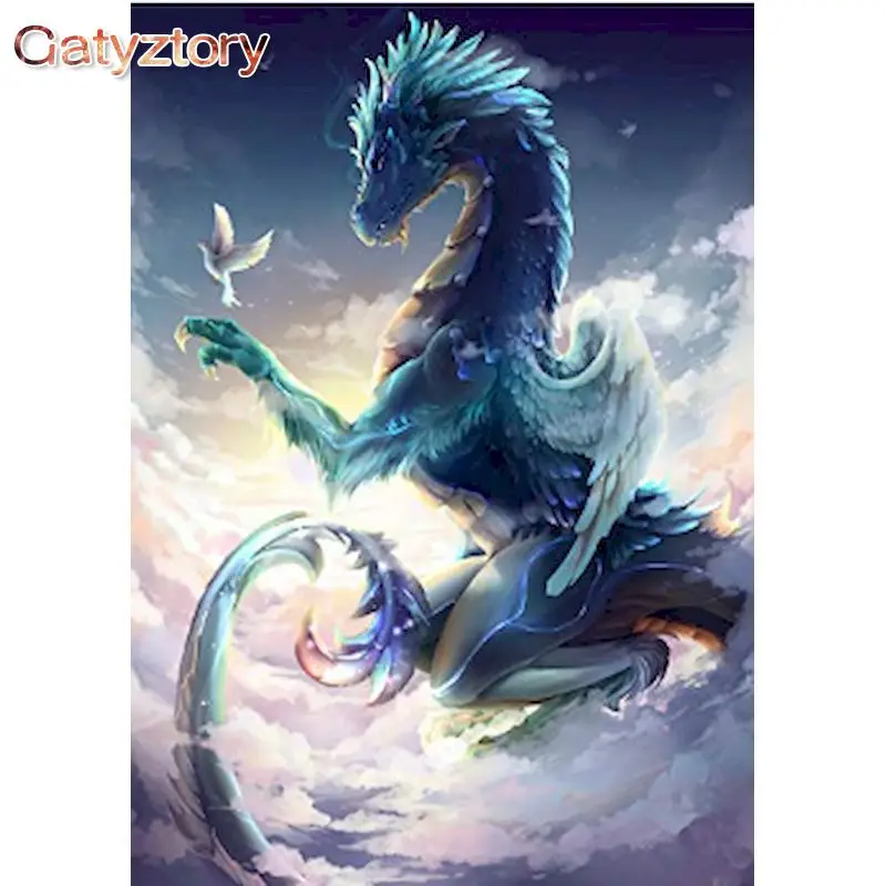 

GATYZTORY DIY Oil Painting By Numbers Giant Dragon Animal On Canvas Wall Art Picture By Numbers Children's Room Decor 40x50cm