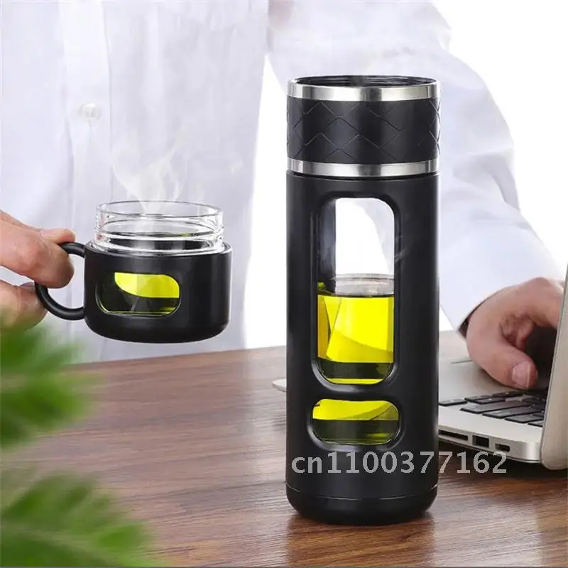 520ML Tea Water Bottle With Tea Filter High Filtering Borosilicate Water Cup Separation Glass Portable Tea Tumbler Bottle Water
