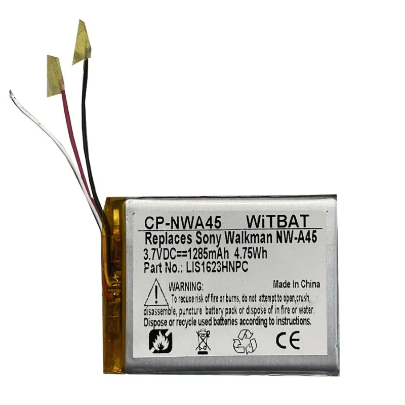 1500mAh Battery LIS1623HNPC For Sony Walkman NW-A35 NW-A45 NW-A46 NW-A47 NW-A55 NW-A56 NW-A57 NW-A105 NW-A106 NW-A107 MP4