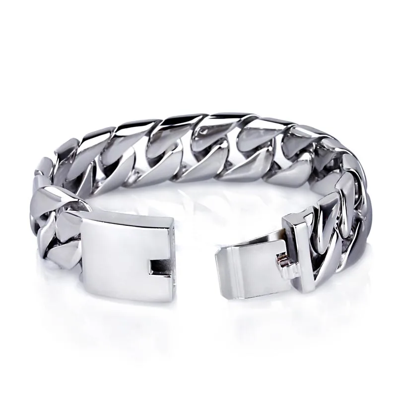 Модный 12 мм полированный бордюр из нержавеющей стали кубинский браслет с звеньями для мужчин Майами массивная цепочка для мальчиков рэпер тяжелые толстые роскошные ювелирные изделия