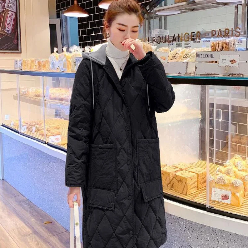 Winter Hooded Jacket Long Sleeve Quilted Super Hot Parka Mid-length Cotton Jacket Korean Fashion Coats Warm Snowsuit