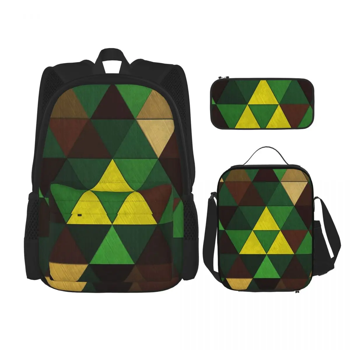 

Triforce Quest Backpacks Boys Girls Bookbag Students School Bags Cartoon Kids Rucksack Lunch Bag Pen Bag Three-Piece Set