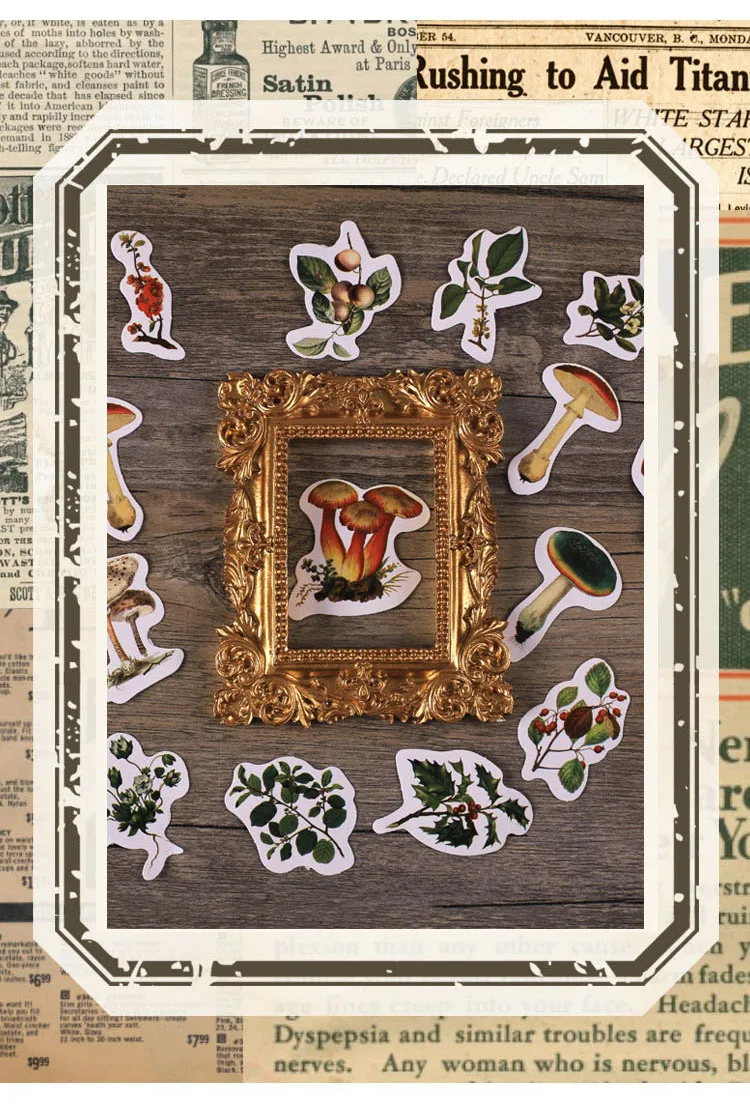 45pcs Retro Forest Series Plant Stickers Set for Scrapbooking Korean Diary Stationery Decorative Planner Sticker Collection