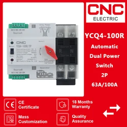 CNC YCQ4-100R 2P monofase su guida Din ATS 220V selettori elettrici a trasferimento automatico a doppia alimentazione ininterrotta