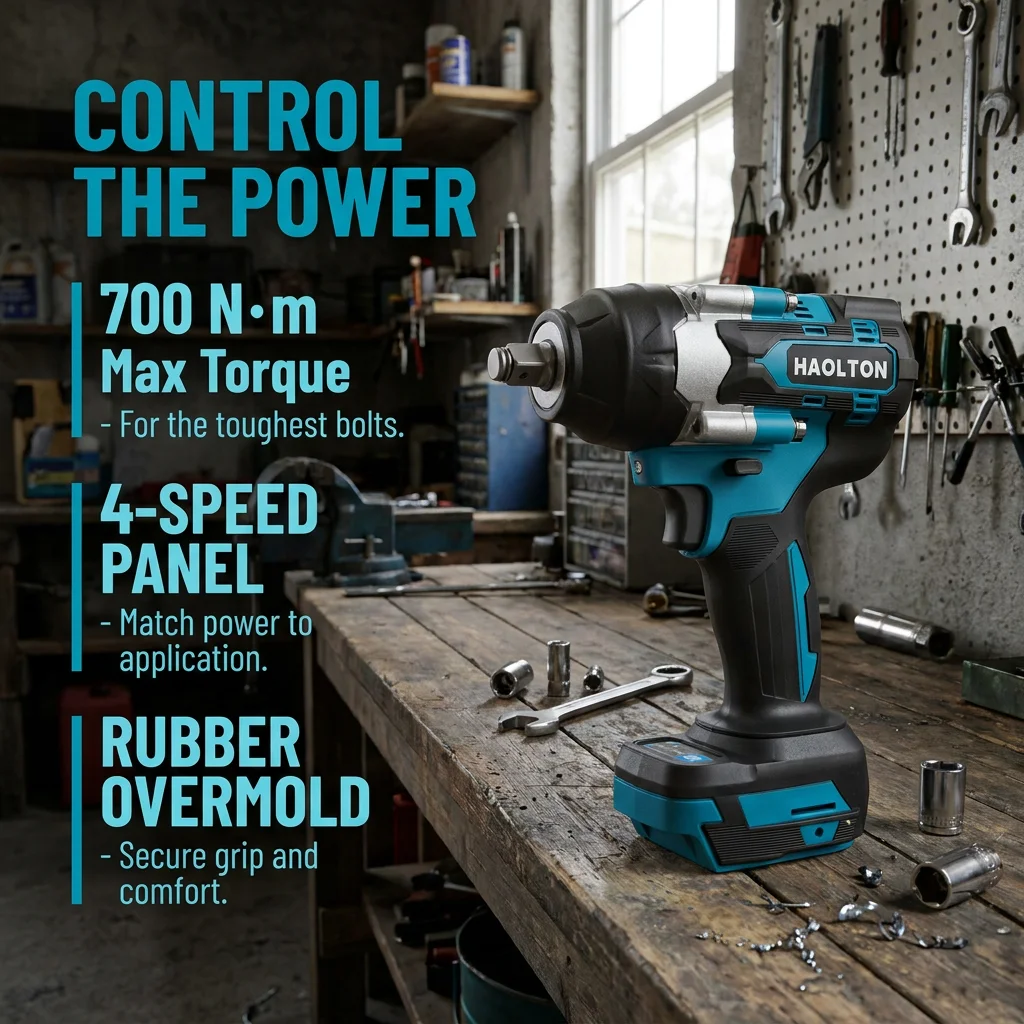 HAOLTON DTW700 18V Brushless Impact Wrench 700Nm High Torque Cordless for Auto Repair Tire Changing Home DIY Power Tool - view 3