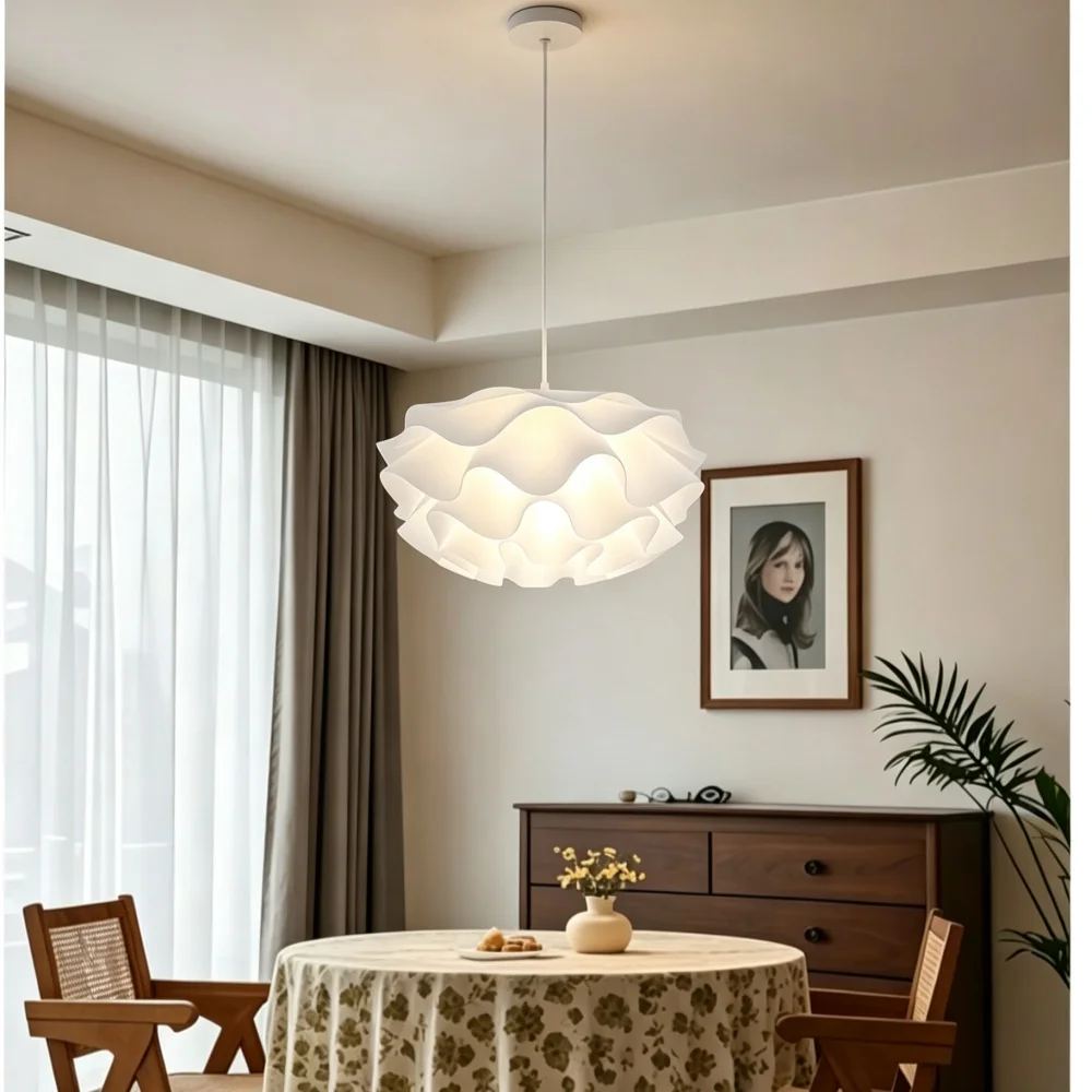 Modern Pendant Chandelier Blooming White Curved Petals Hanging Light for Dining Room Living Kitchen Island Bedroom Ceilings