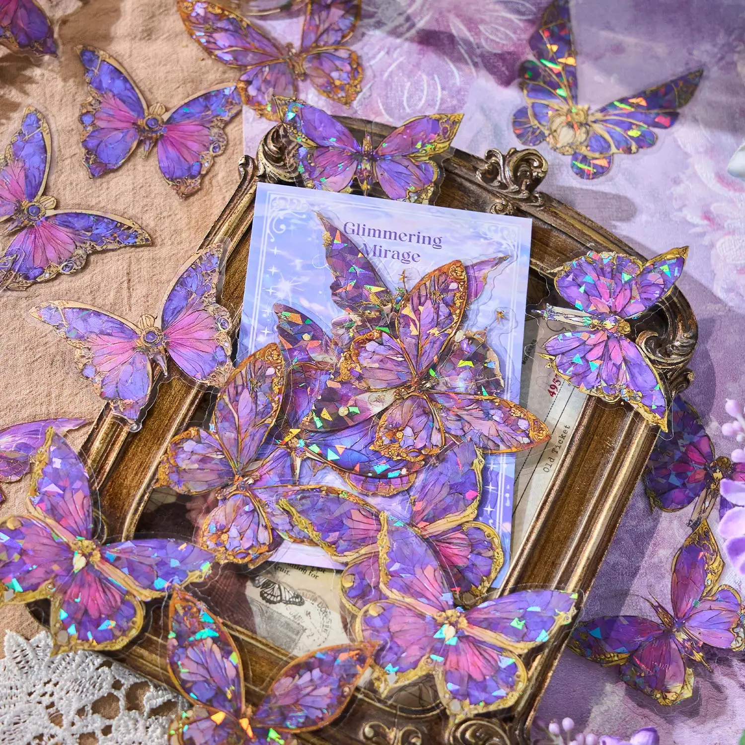 Горячее тиснение, бабочка, домашнее животное, лазерная водонепроницаемая наклейка, серия Dream Redemption, украшение для справочника, сделай сам, материал, наклейка