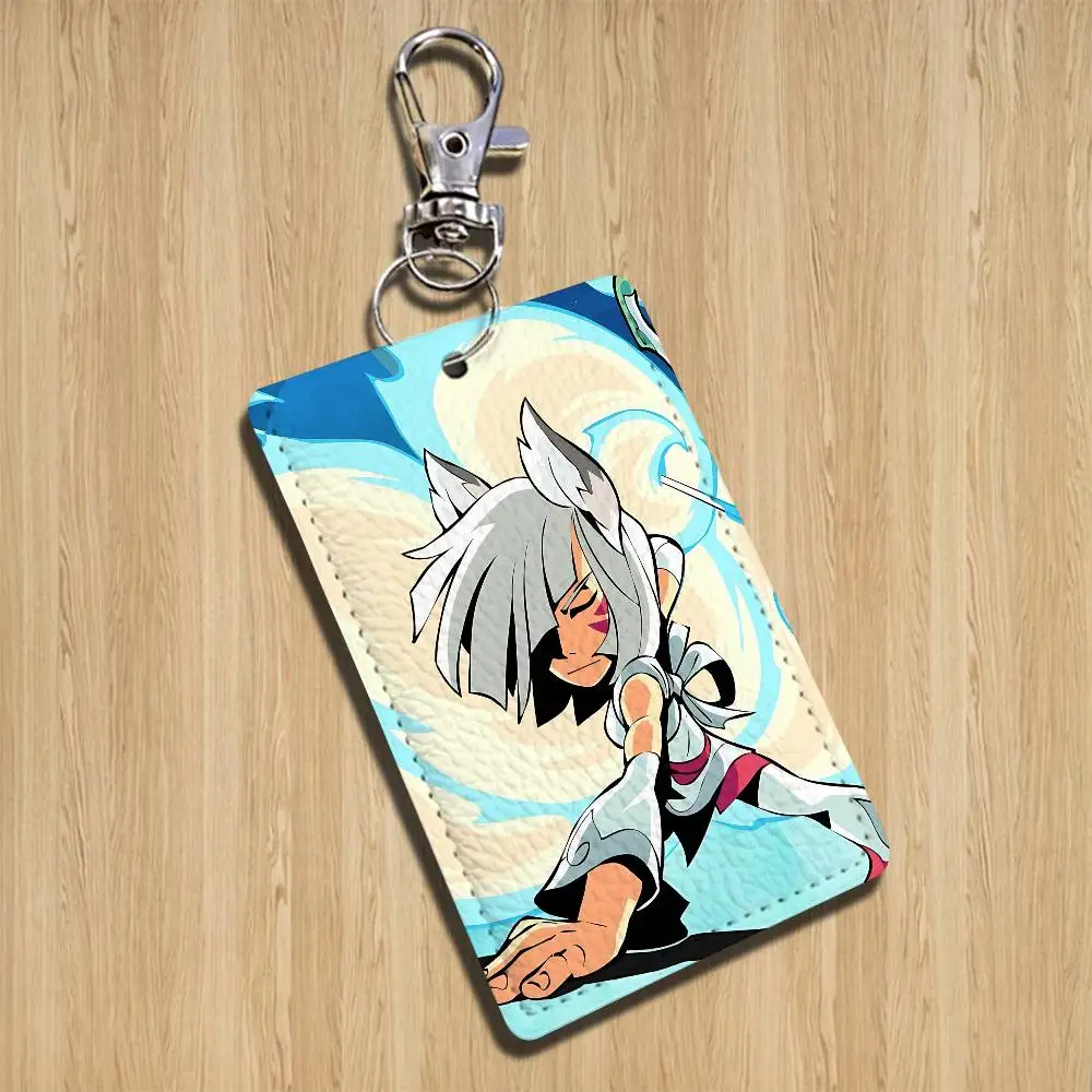 Age of Dragons Brawlhalla Rectangle ID Card Case Keychain Access Card Bag Key Tag Ring Leather Card Holder Key Ring Access view 3