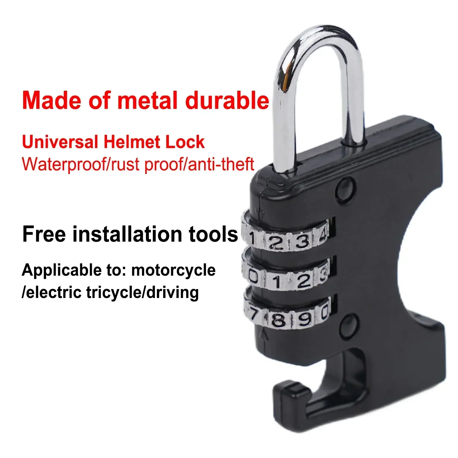 

Motorcycle Handlebars Helmet password lock Helmet combination lock Anti-Theft Padlock For Motorbike 3 Digits Password