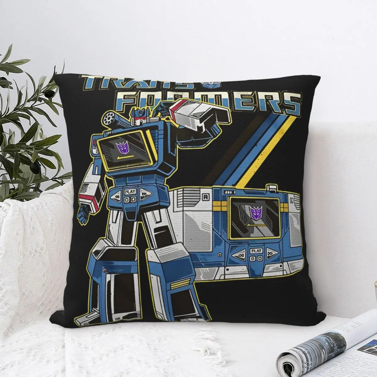 Cartoon Soundwave G1 Retro TRANSFORMERS Pillowcases Cute Print Home Sofa Throw Pillow Cover Car Cushion