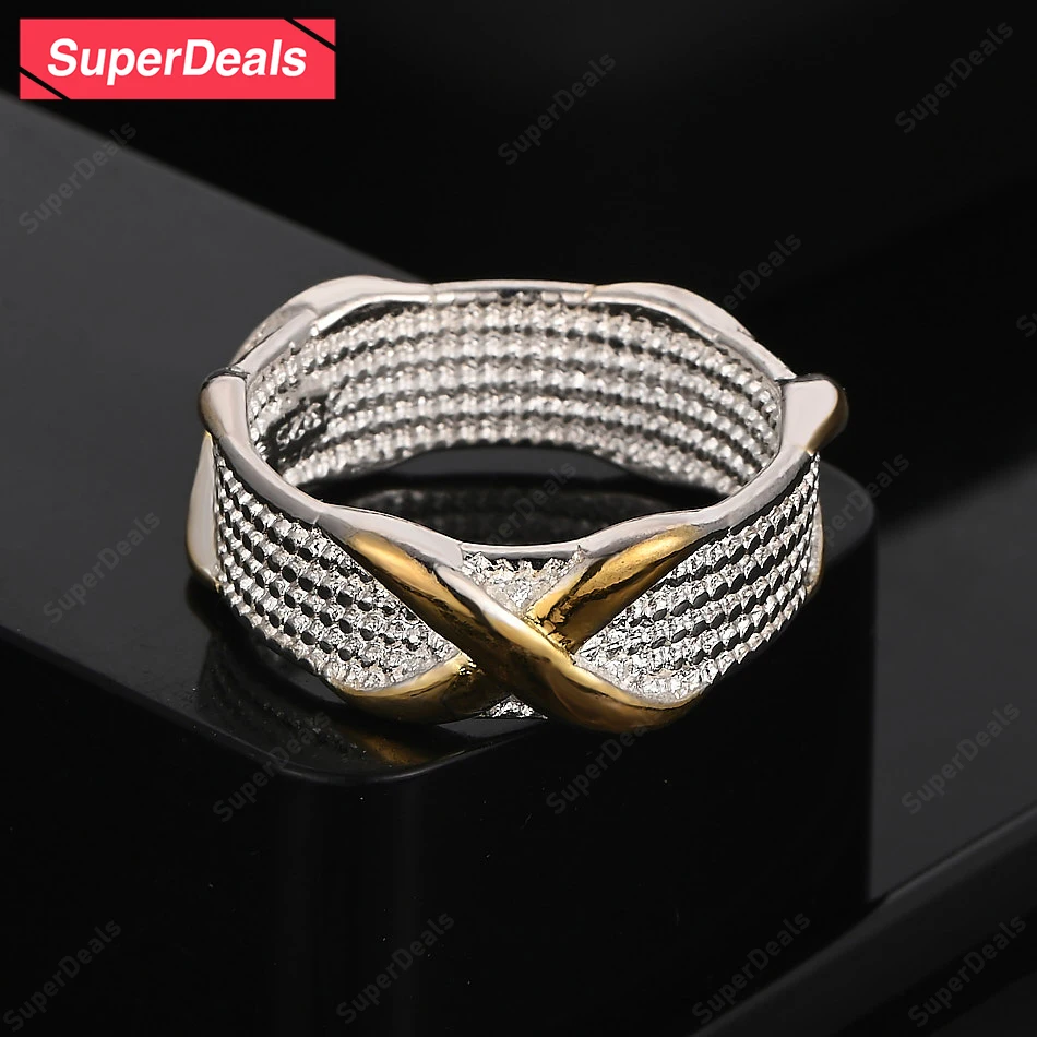 SuperDeals 925 Sterling Silver Cross Braided/Heart/Roman Numeral/Gold Letter X Ring Women Birthday Party Fashion Fine Jewelry