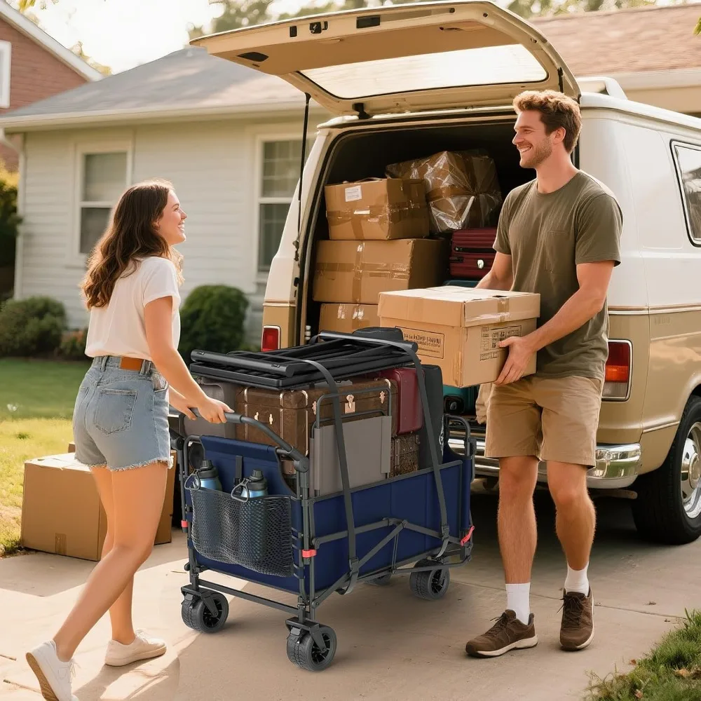 2-in-1 Multifunctional Folding Wagon Carts,Convertible Beach Chair,650LBS Large Capacity,Foldable Portable, Customized