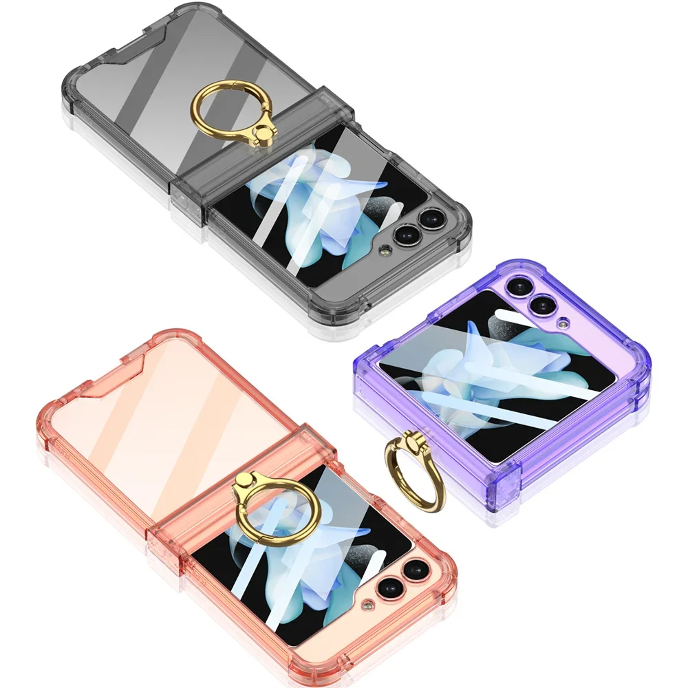 Противоударный прозрачный силиконовый чехол с кольцом-держателем для Samsung Galaxy Z 6 5 4 3