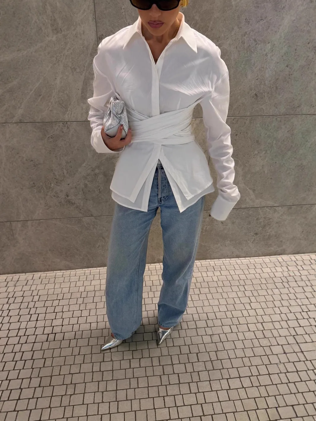 

Повседневная блузка с длинными рукавами и оборками с лацканами, офисная женская однотонная женская рубашка с запахом, элегантная рубашка, женские модные женские топы Blusa