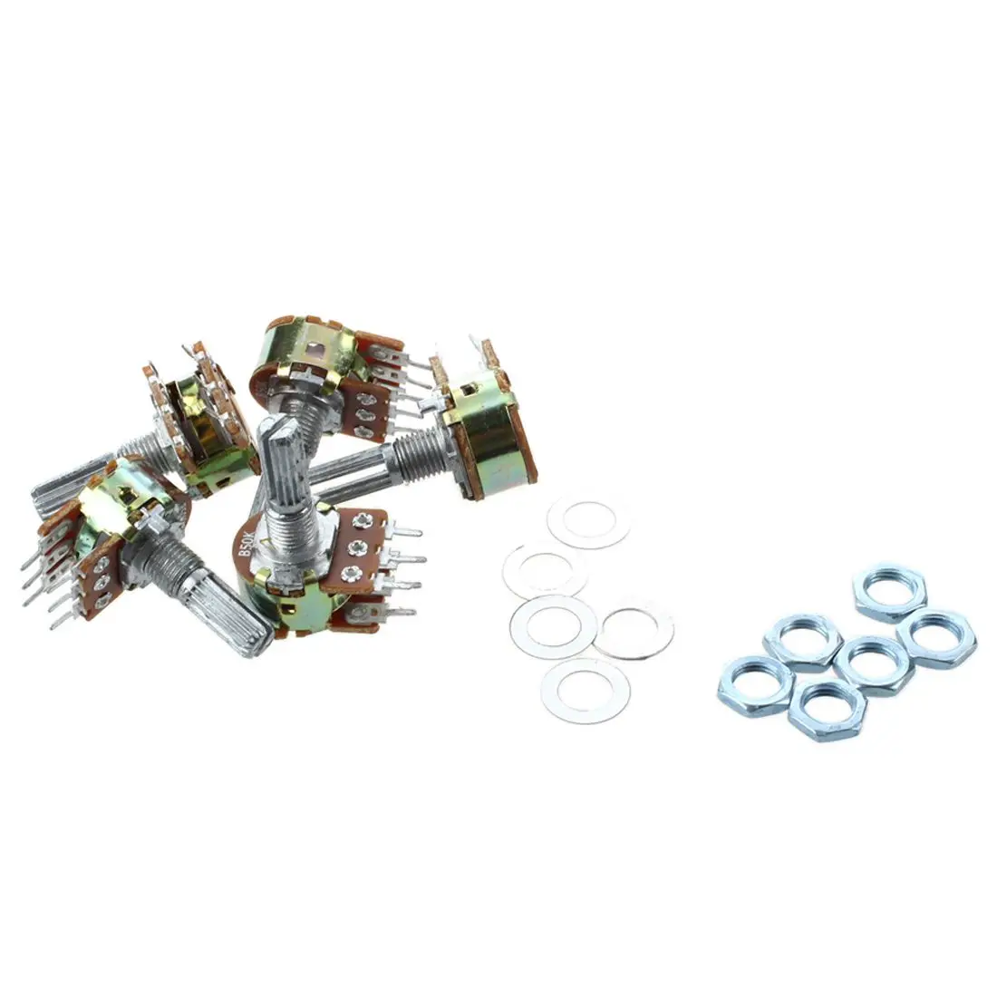 A49T 5 Pcs B50K 50K ohm 6 Pins Split Shaft Rotary Linear Dual Taper Potentiometers