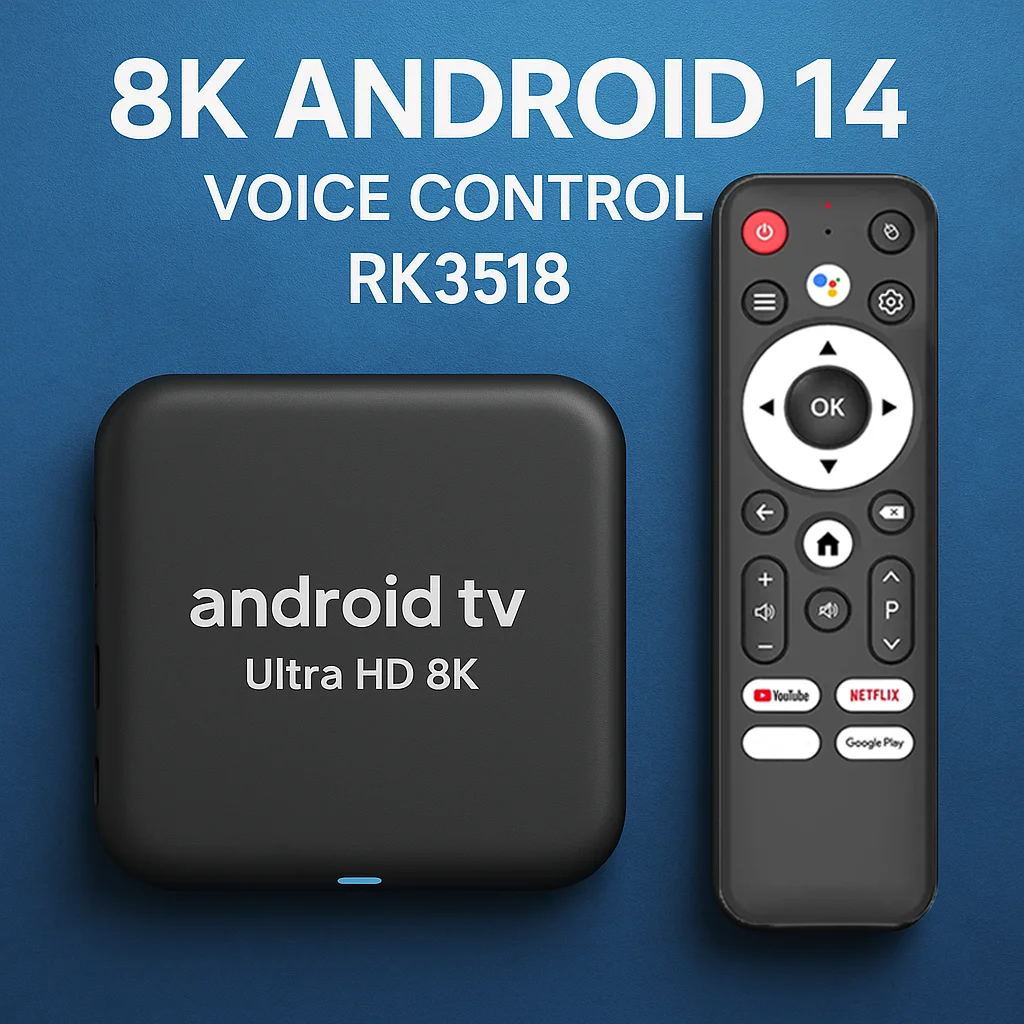 Smart Android TV Box RK3528 رباعي النواة 8K HDR مشغل الوسائط جهاز البث المزدوج واي فاي 2.4G/5.8G بلوتوث HDMI لـ Netflix YouTub