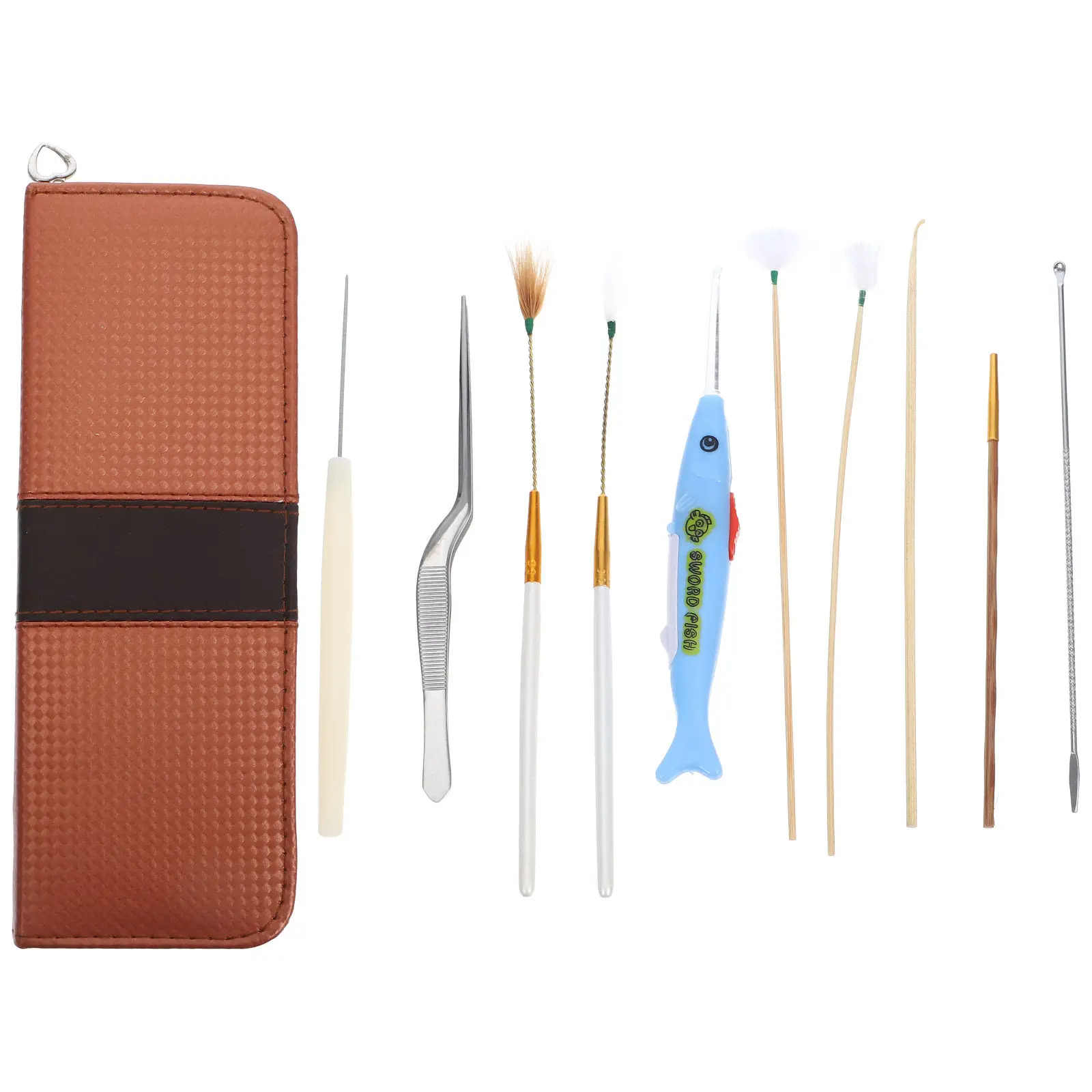 1Set Ear Wax Removal Tool Set Stainless Steel Ear Spoon Spiral Cleaner with Goose Stick Massaging End Ergonomic Grip
